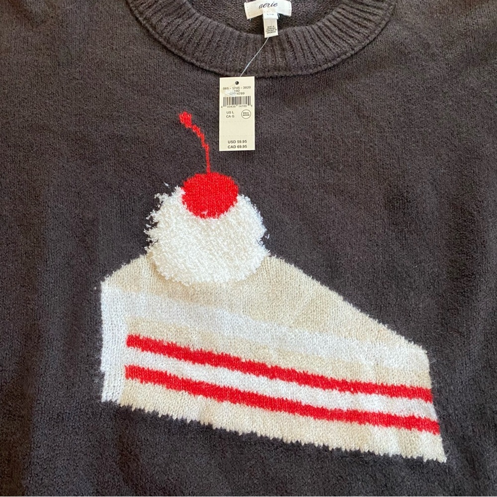 Aerie Charcoal Sweater with Red Accent M - Picture 7 of 8